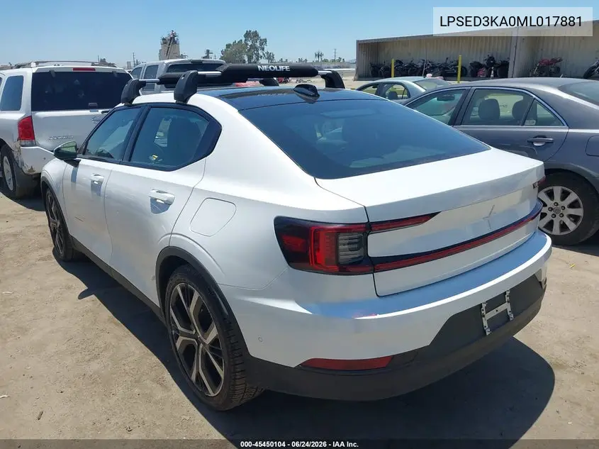 2021 Polestar 2 Launch Edition VIN: LPSED3KA0ML017881 Lot: 45450104