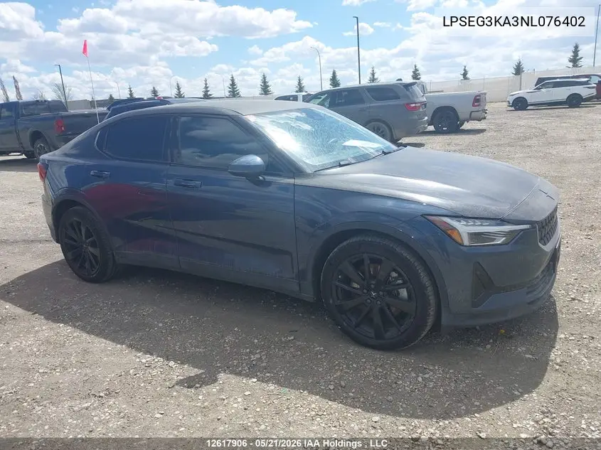 2022 Polestar 2 VIN: LPSEG3KA3NL076402 Lot: 12617906