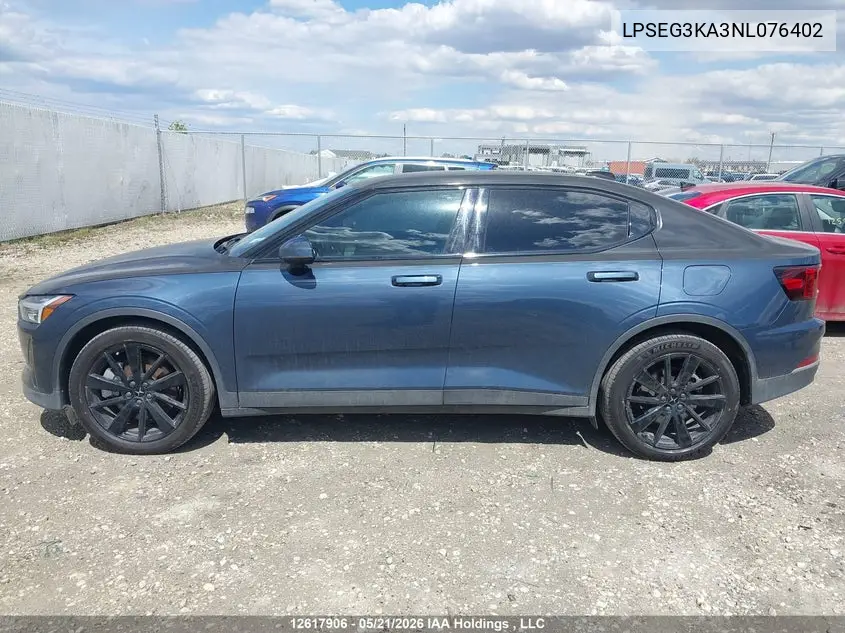2022 Polestar 2 VIN: LPSEG3KA3NL076402 Lot: 12617906