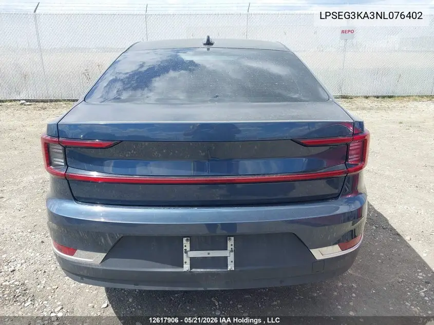 2022 Polestar 2 VIN: LPSEG3KA3NL076402 Lot: 12617906