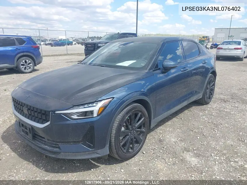 2022 Polestar 2 VIN: LPSEG3KA3NL076402 Lot: 12617906