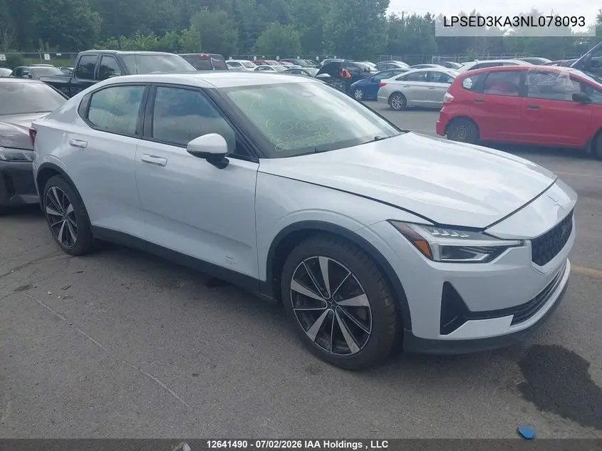 2022 Polestar 2 VIN: LPSED3KA3NL078093 Lot: 12641490
