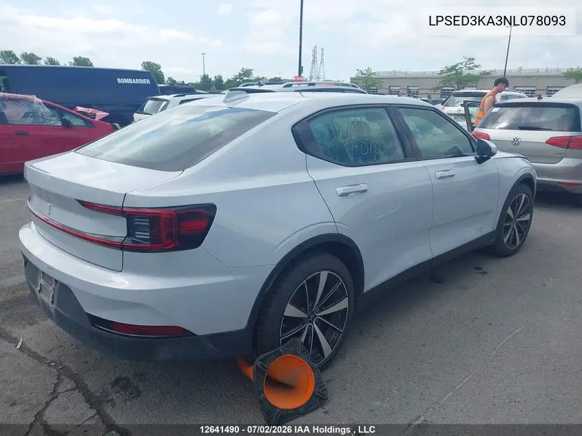 2022 Polestar 2 VIN: LPSED3KA3NL078093 Lot: 12641490