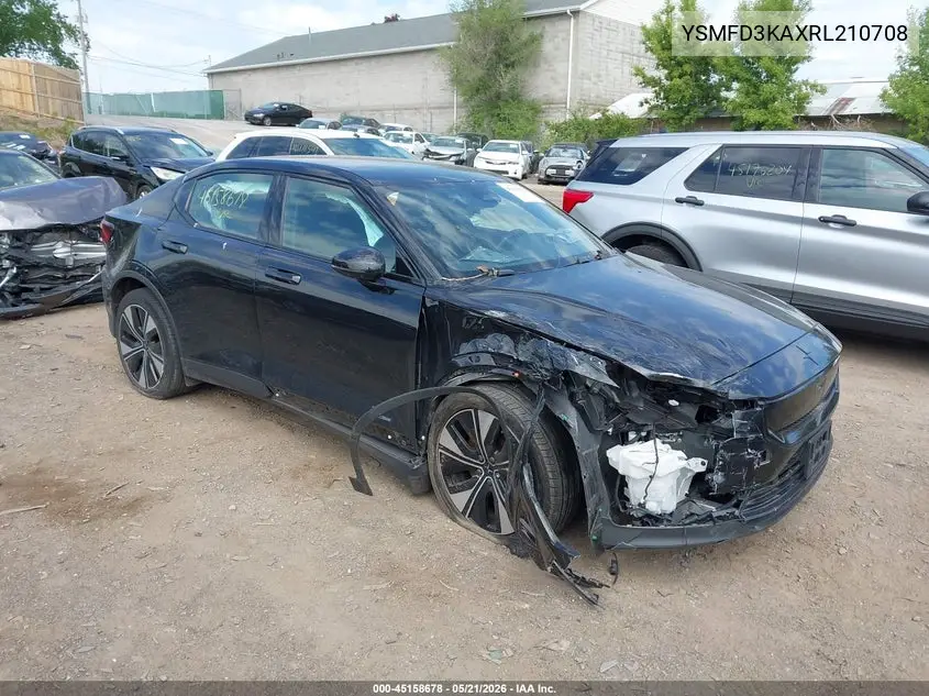 2024 Polestar 2 Long Range Dual Motor/Long Range Dual Motor Plus VIN: YSMFD3KAXRL210708 Lot: 45158678