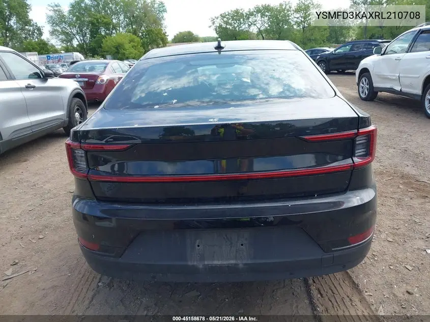 2024 Polestar 2 Long Range Dual Motor/Long Range Dual Motor Plus VIN: YSMFD3KAXRL210708 Lot: 45158678