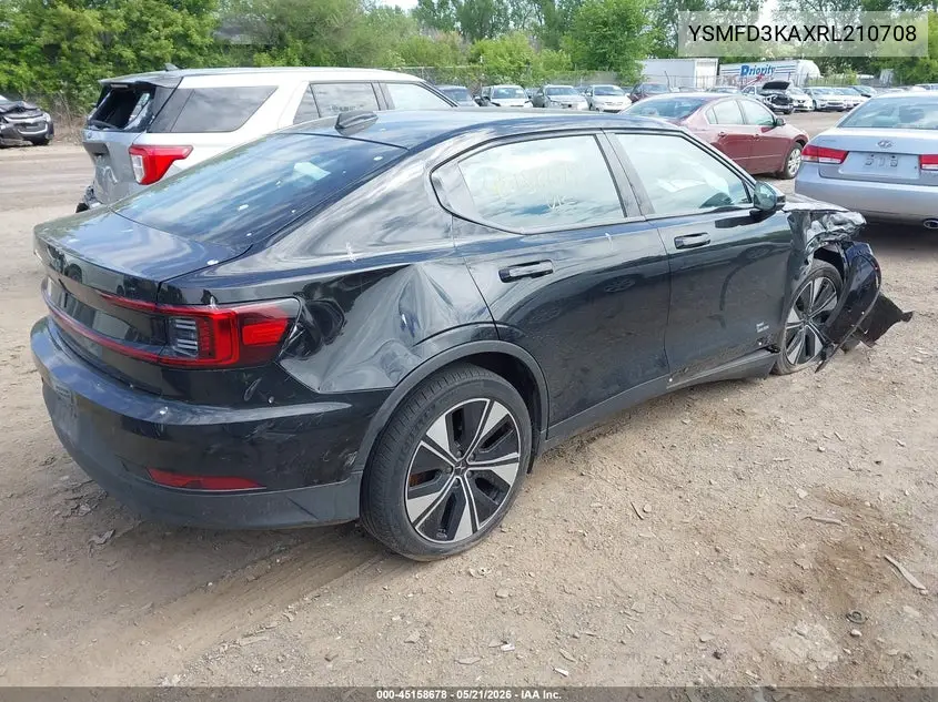 2024 Polestar 2 Long Range Dual Motor/Long Range Dual Motor Plus VIN: YSMFD3KAXRL210708 Lot: 45158678