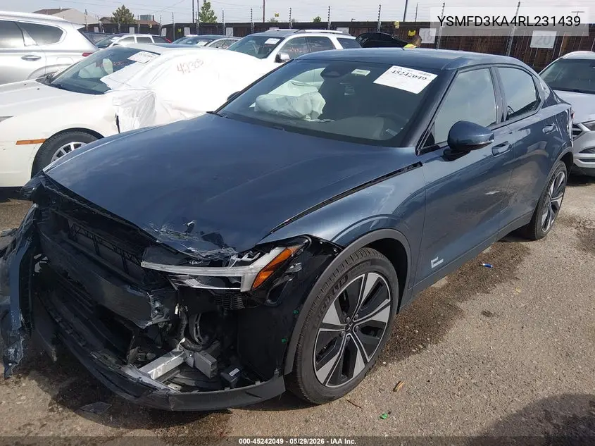 2024 Polestar 2 Long Range Dual Motor/Long Range Dual Motor Plus VIN: YSMFD3KA4RL231439 Lot: 45242049