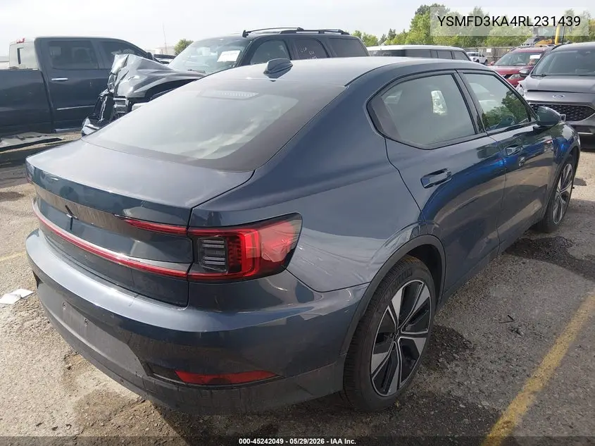 2024 Polestar 2 Long Range Dual Motor/Long Range Dual Motor Plus VIN: YSMFD3KA4RL231439 Lot: 45242049