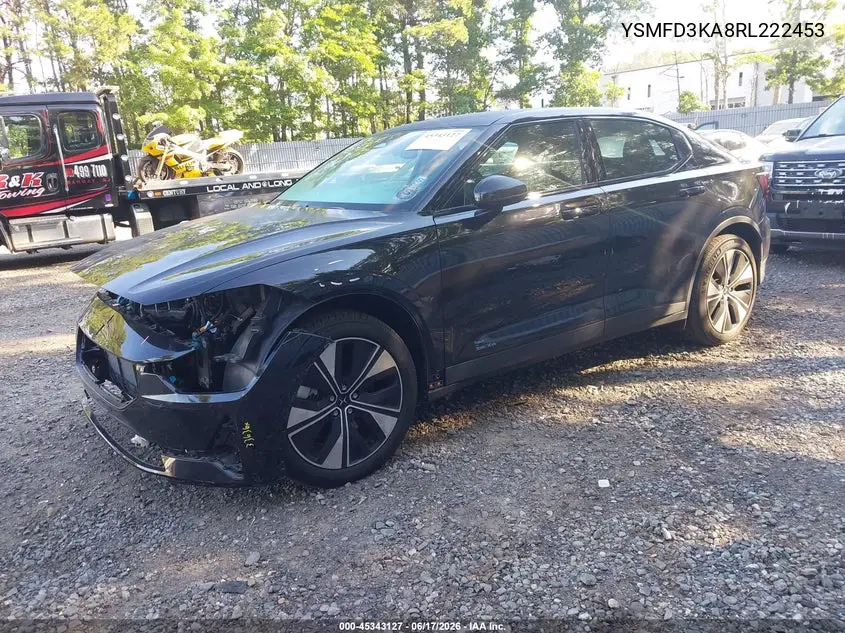 2024 Polestar 2 Long Range Dual Motor/Long Range Dual Motor Plus VIN: YSMFD3KA8RL222453 Lot: 45343127