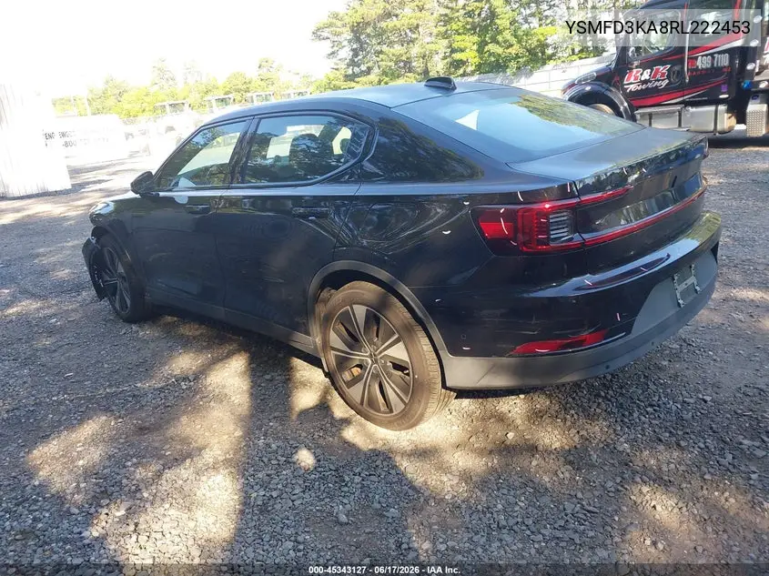 2024 Polestar 2 Long Range Dual Motor/Long Range Dual Motor Plus VIN: YSMFD3KA8RL222453 Lot: 45343127