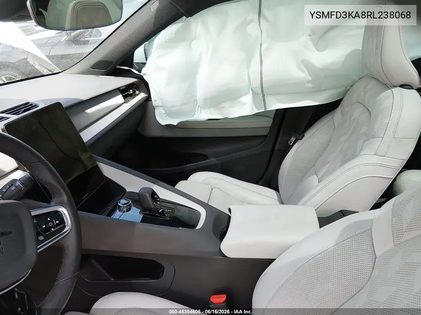 2024 Polestar 2 Long Range Dual Motor/Long Range Dual Motor Plus VIN: YSMFD3KA8RL238068 Lot: 45394605