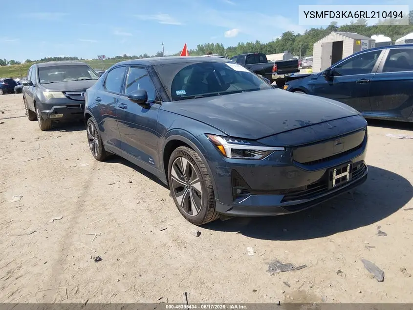 2024 Polestar 2 Long Range Dual Motor/Long Range Dual Motor Plus VIN: YSMFD3KA6RL210494 Lot: 45395434