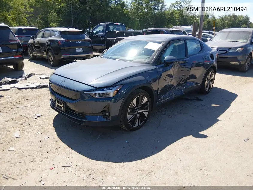 2024 Polestar 2 Long Range Dual Motor/Long Range Dual Motor Plus VIN: YSMFD3KA6RL210494 Lot: 45395434