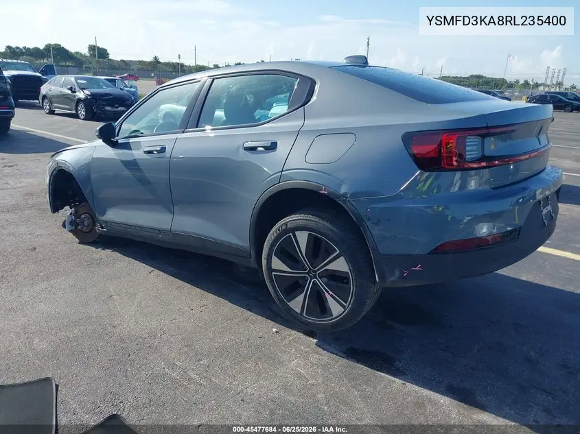 2024 Polestar 2 Long Range Dual Motor/Long Range Dual Motor Plus VIN: YSMFD3KA8RL235400 Lot: 45477684