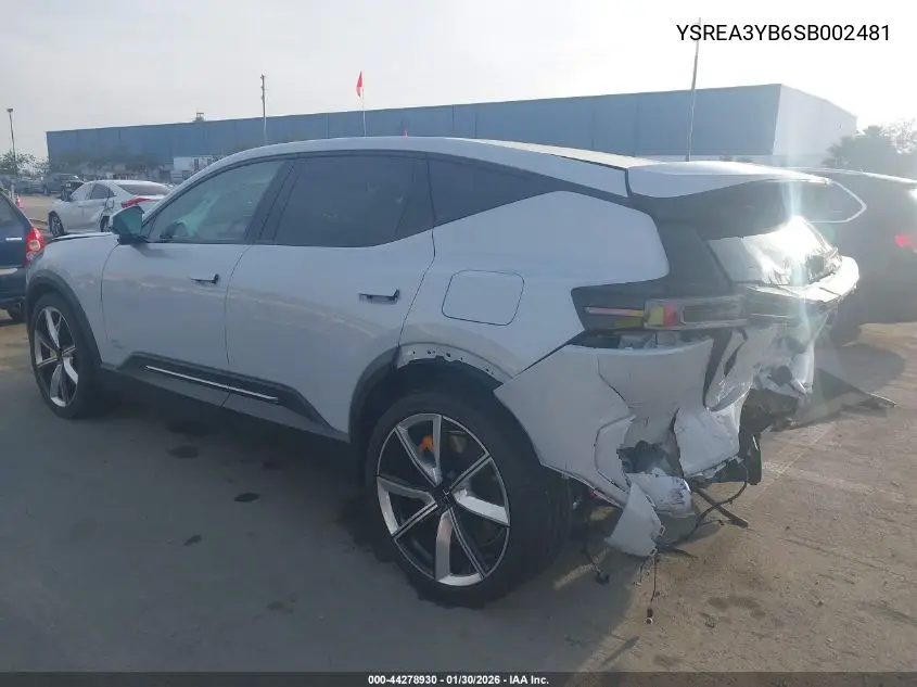 2025 Polestar 3 Long Range Dual Motor/Long Range Dual Motor Launch Edition VIN: YSREA3YB6SB002481 Lot: 44278930