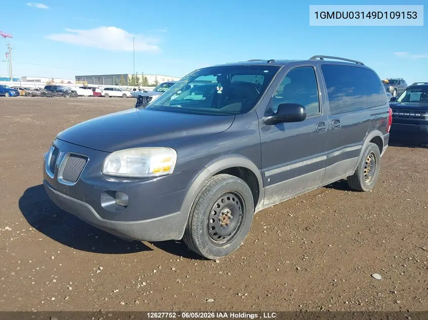 2009 Pontiac Montana Sv6 Fwd VIN: 1GMDU03149D109153 Lot: 12627752