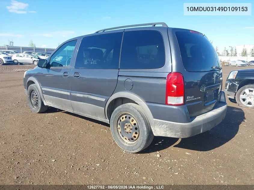 2009 Pontiac Montana Sv6 Fwd VIN: 1GMDU03149D109153 Lot: 12627752