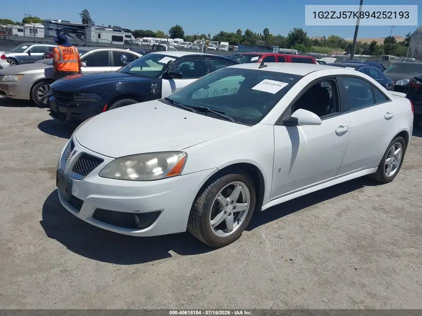 2009 Pontiac G6 New Se VIN: 1G2ZJ57K894252193 Lot: 45618184