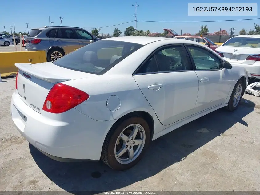 2009 Pontiac G6 New Se VIN: 1G2ZJ57K894252193 Lot: 45618184