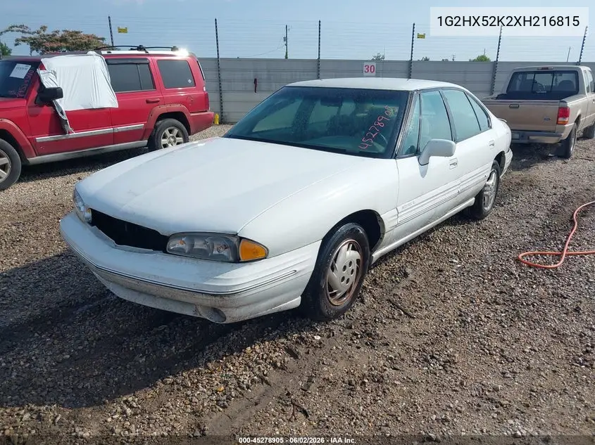 1999 Pontiac Bonneville Se VIN: 1G2HX52K2XH216815 Lot: 45278905
