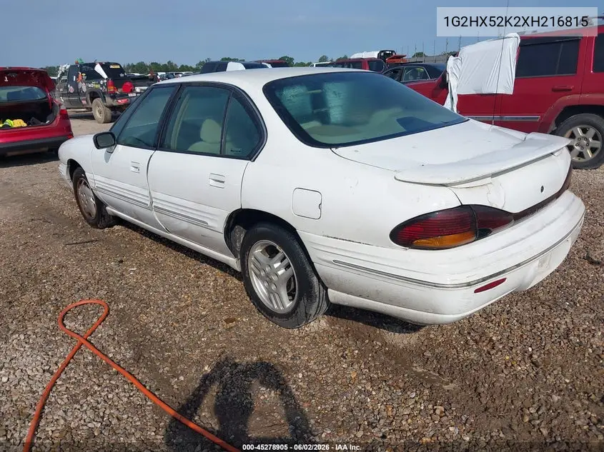 1999 Pontiac Bonneville Se VIN: 1G2HX52K2XH216815 Lot: 45278905