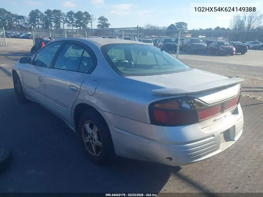 2002 Pontiac Bonneville Se VIN: 1G2HX54K624149388 Lot: 44442176