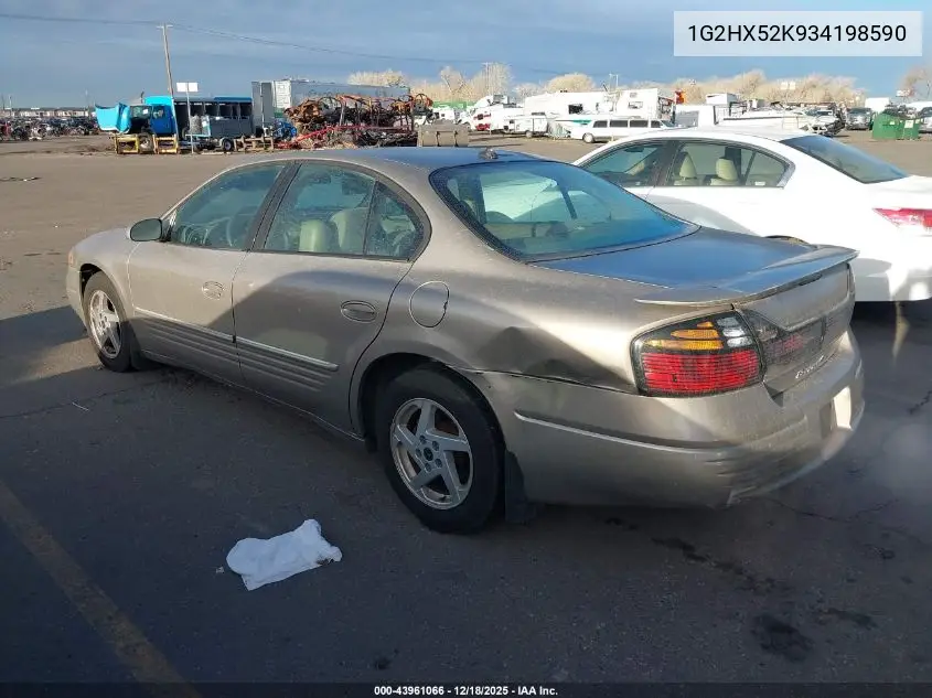 2003 Pontiac Bonneville Se VIN: 1G2HX52K934198590 Lot: 43961066