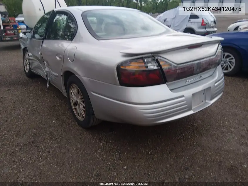 2003 Pontiac Bonneville Se VIN: 1G2HX52K434120475 Lot: 45021740