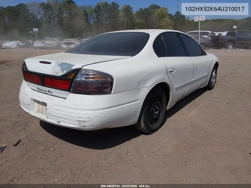 2004 Pontiac Bonneville Se VIN: 1G2HX52K64U210017 Lot: 44626744