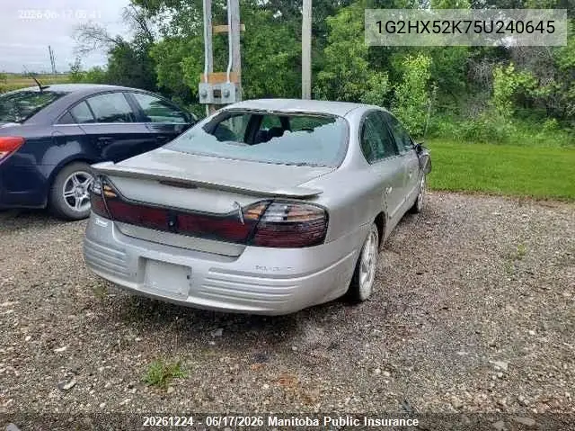 2005 Pontiac Bonneville Se VIN: 1G2HX52K75U240645 Lot: 20261224