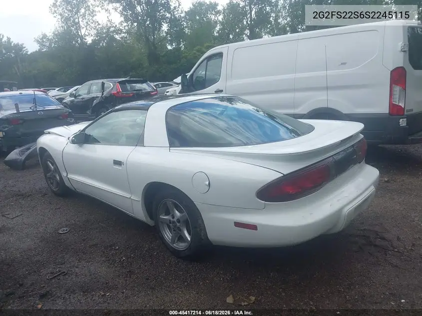 1995 Pontiac Firebird VIN: 2G2FS22S6S2245115 Lot: 45417214