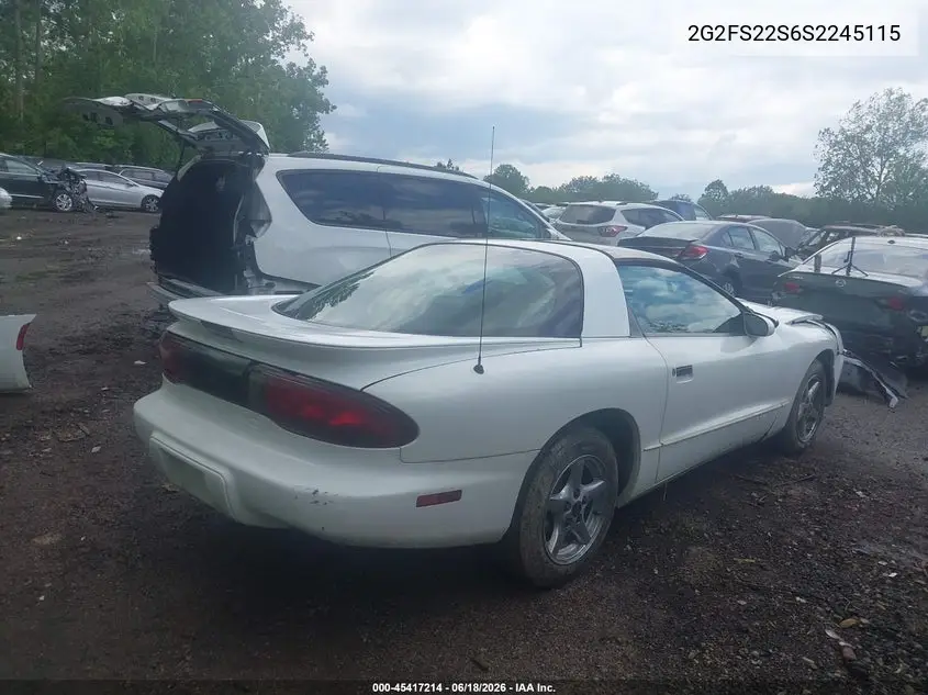 1995 Pontiac Firebird VIN: 2G2FS22S6S2245115 Lot: 45417214