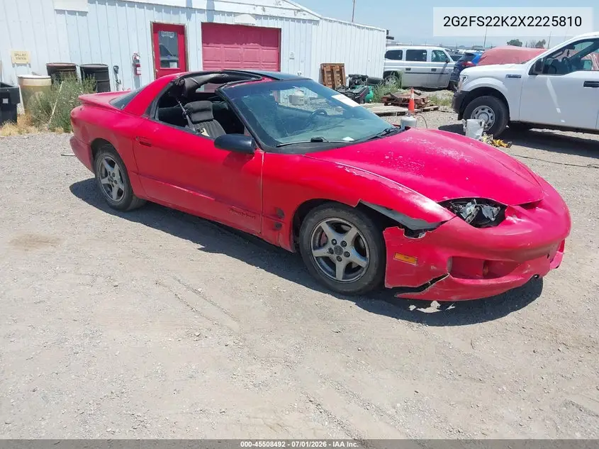 1999 Pontiac Firebird VIN: 2G2FS22K2X2225810 Lot: 45508492