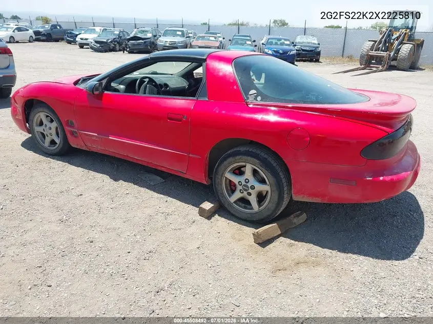 1999 Pontiac Firebird VIN: 2G2FS22K2X2225810 Lot: 45508492