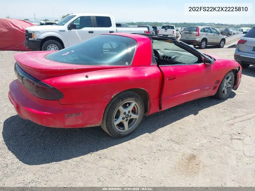 1999 Pontiac Firebird VIN: 2G2FS22K2X2225810 Lot: 45508492