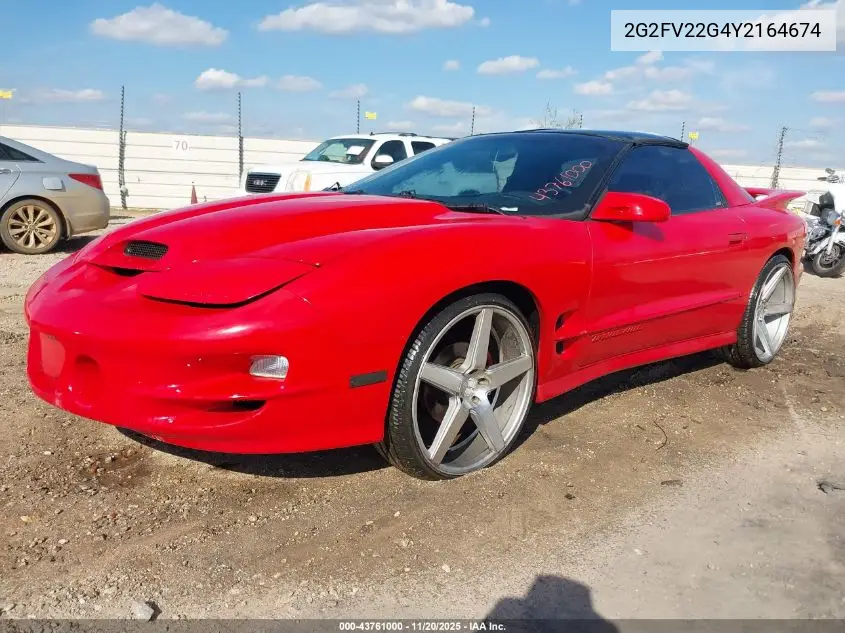 2000 Pontiac Firebird Trans Am VIN: 2G2FV22G4Y2164674 Lot: 43761000