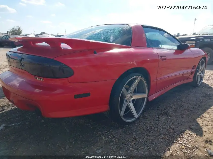 2000 Pontiac Firebird Trans Am VIN: 2G2FV22G4Y2164674 Lot: 43761000