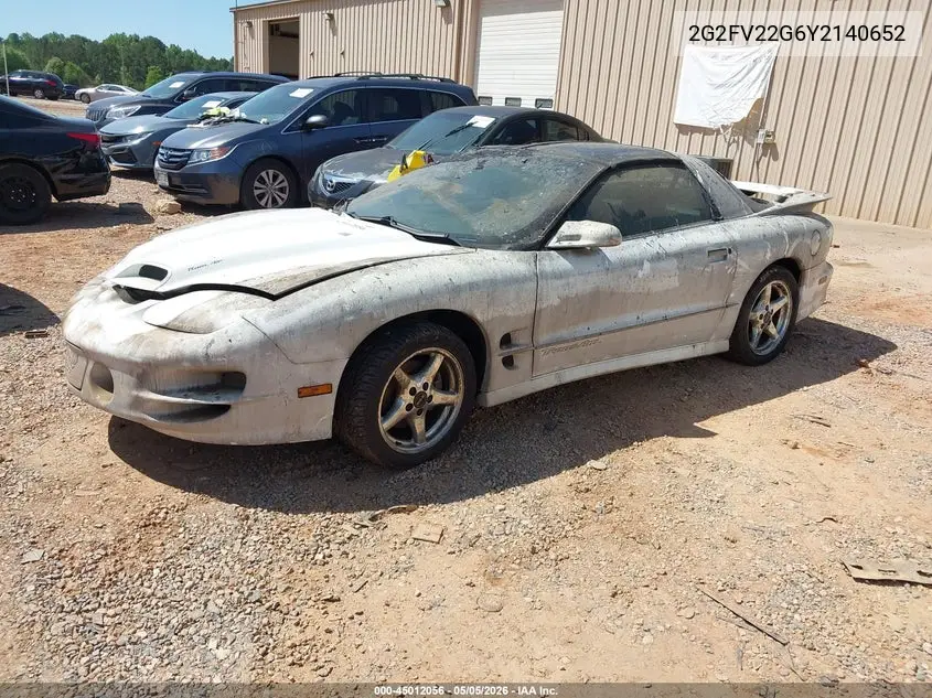 2000 Pontiac Firebird Trans Am VIN: 2G2FV22G6Y2140652 Lot: 45012056