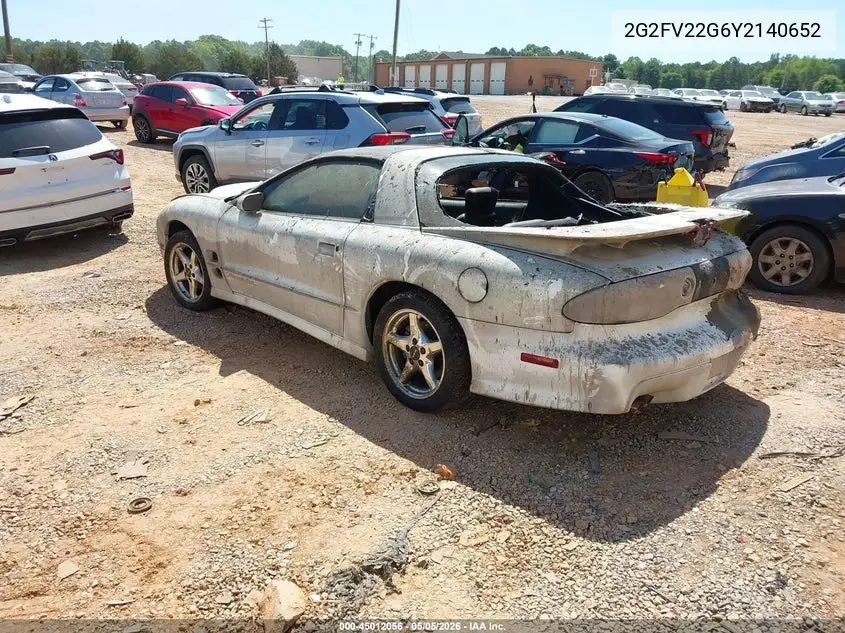 2000 Pontiac Firebird Trans Am VIN: 2G2FV22G6Y2140652 Lot: 45012056