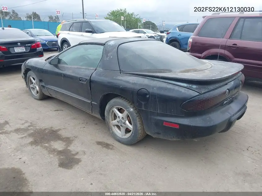2001 Pontiac Firebird VIN: 2G2FS22K612130030 Lot: 44922520