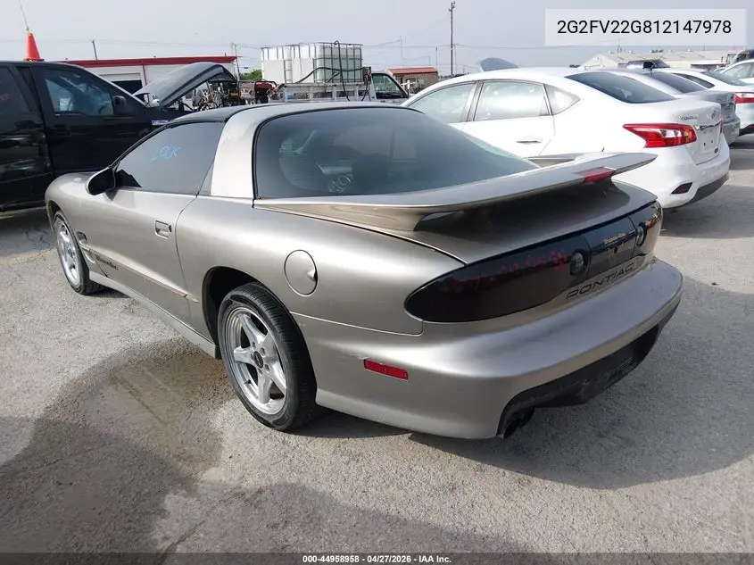 2001 Pontiac Firebird Trans Am VIN: 2G2FV22G812147978 Lot: 44958958