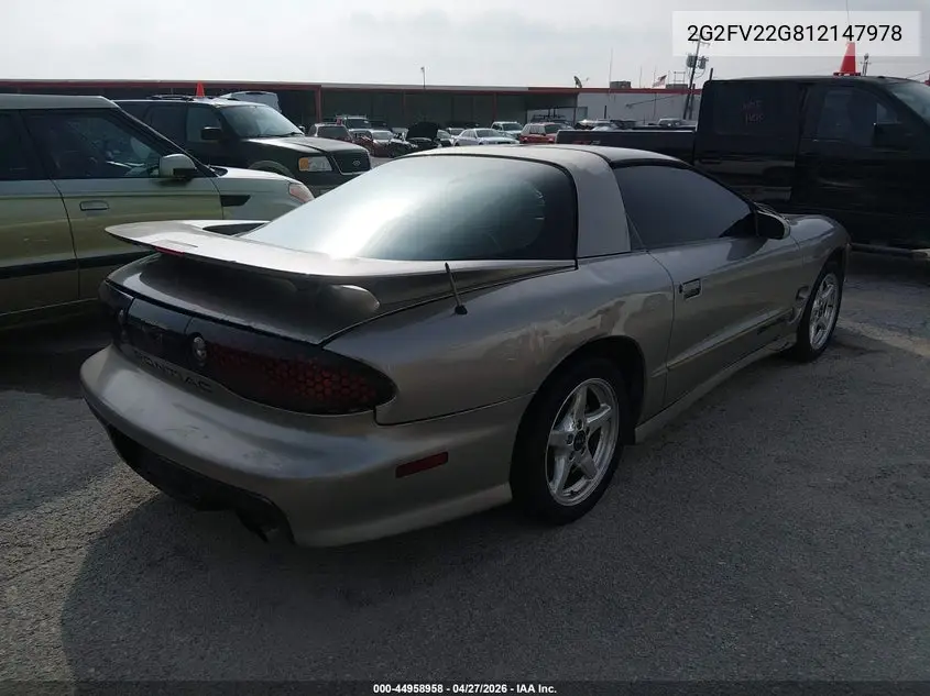 2001 Pontiac Firebird Trans Am VIN: 2G2FV22G812147978 Lot: 44958958