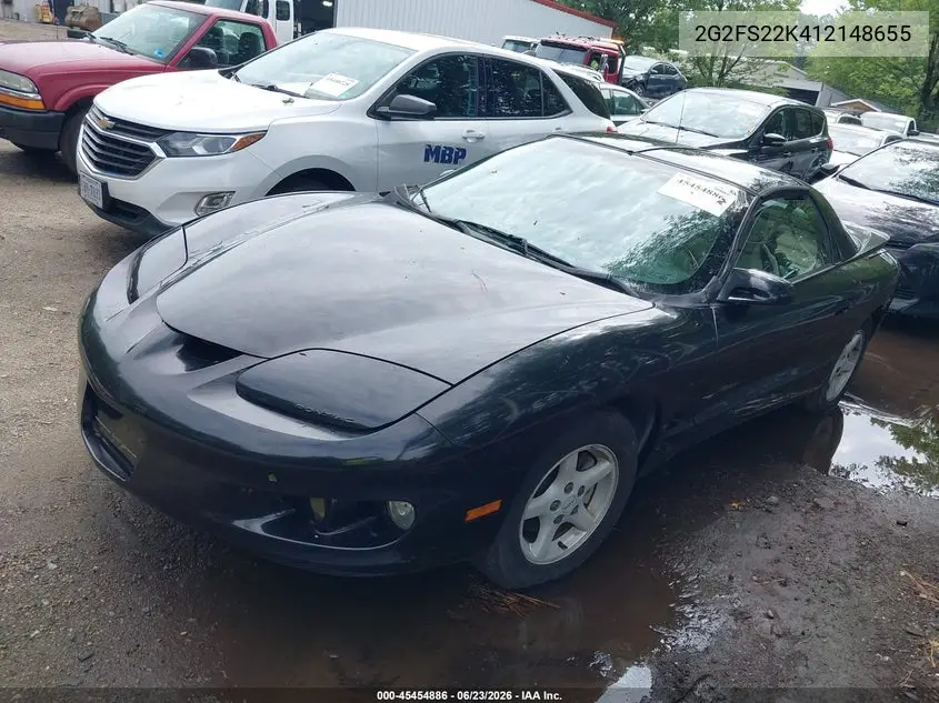 2001 Pontiac Firebird VIN: 2G2FS22K412148655 Lot: 45454886