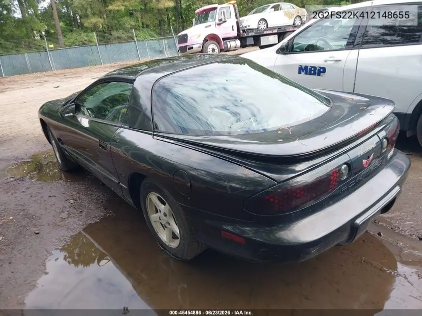 2001 Pontiac Firebird VIN: 2G2FS22K412148655 Lot: 45454886