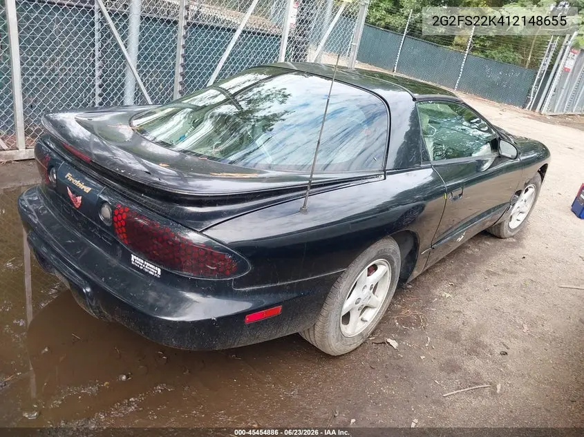 2001 Pontiac Firebird VIN: 2G2FS22K412148655 Lot: 45454886