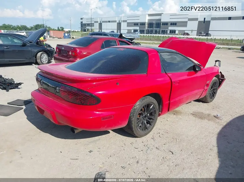 2001 Pontiac Firebird Formula VIN: 2G2FV22G512116851 Lot: 45560300