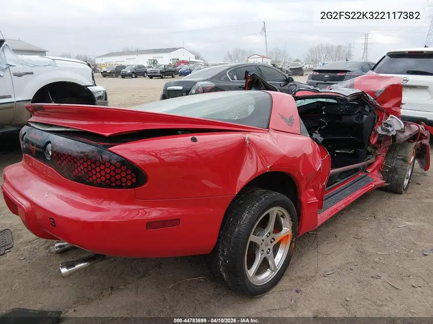 2002 Pontiac Firebird VIN: 2G2FS22K322117382 Lot: 44783699