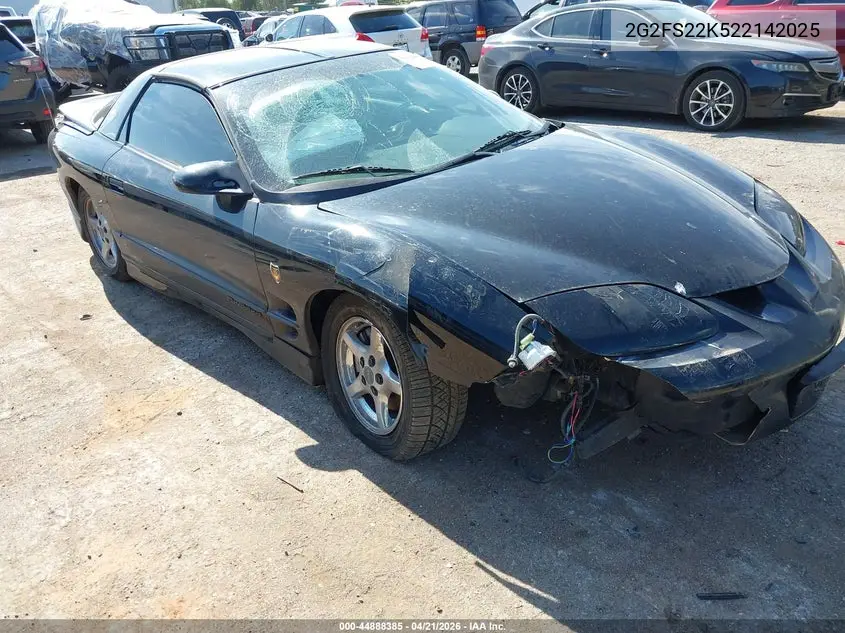 2002 Pontiac Firebird VIN: 2G2FS22K522142025 Lot: 44888385