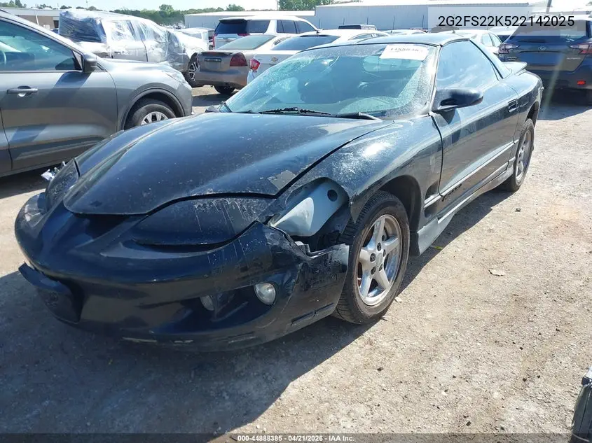 2002 Pontiac Firebird VIN: 2G2FS22K522142025 Lot: 44888385