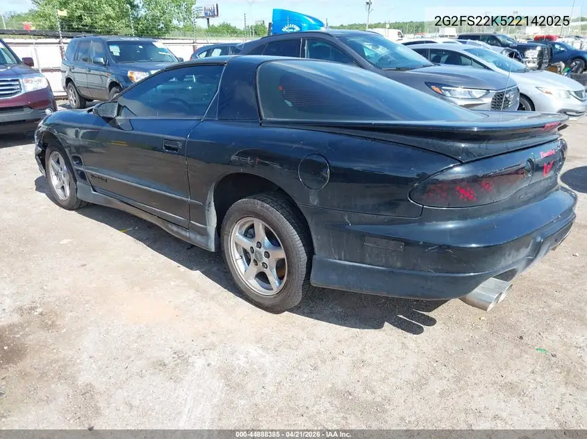 2002 Pontiac Firebird VIN: 2G2FS22K522142025 Lot: 44888385